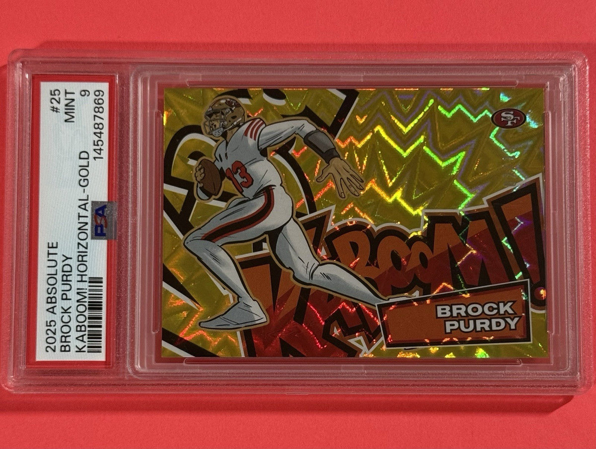 2025 Brock Purdy — Absolute Kaboom! Horizontal [Gold] — PSA 9 — front — Inventory P130-A