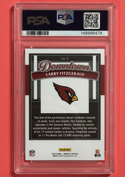2025 Larry Fitzgerald — Donruss Downtown! Horizontal — PSA 10 — back — Inventory P590-B