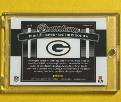 2025 Donald Driver / Matthew Golden — Donruss Optic Downtown Duos — back — Inventory P593-D