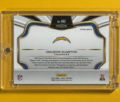2025 Omarion Hampton — Select Field Level [Zebra Prizm] — back — Inventory P592-D