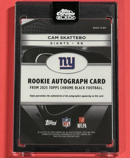 2025 Cam Skattebo — Chrome Black Rookie Autograph — back — Inventory P594-D
