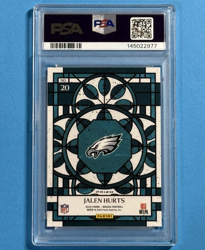 2025 Jalen Hurts — Mosaic Stained Glass — PSA 10 — back — Inventory P594-C