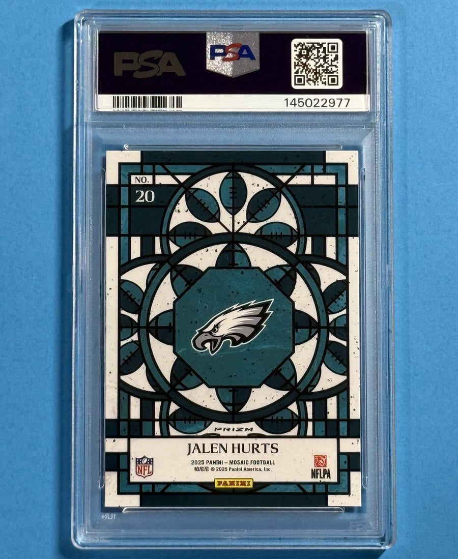 2025 Jalen Hurts — Mosaic Stained Glass — PSA 10 — back photograph