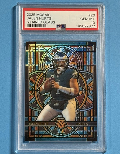 2025 Jalen Hurts — Mosaic Stained Glass — PSA 10 — front — Inventory P594-C