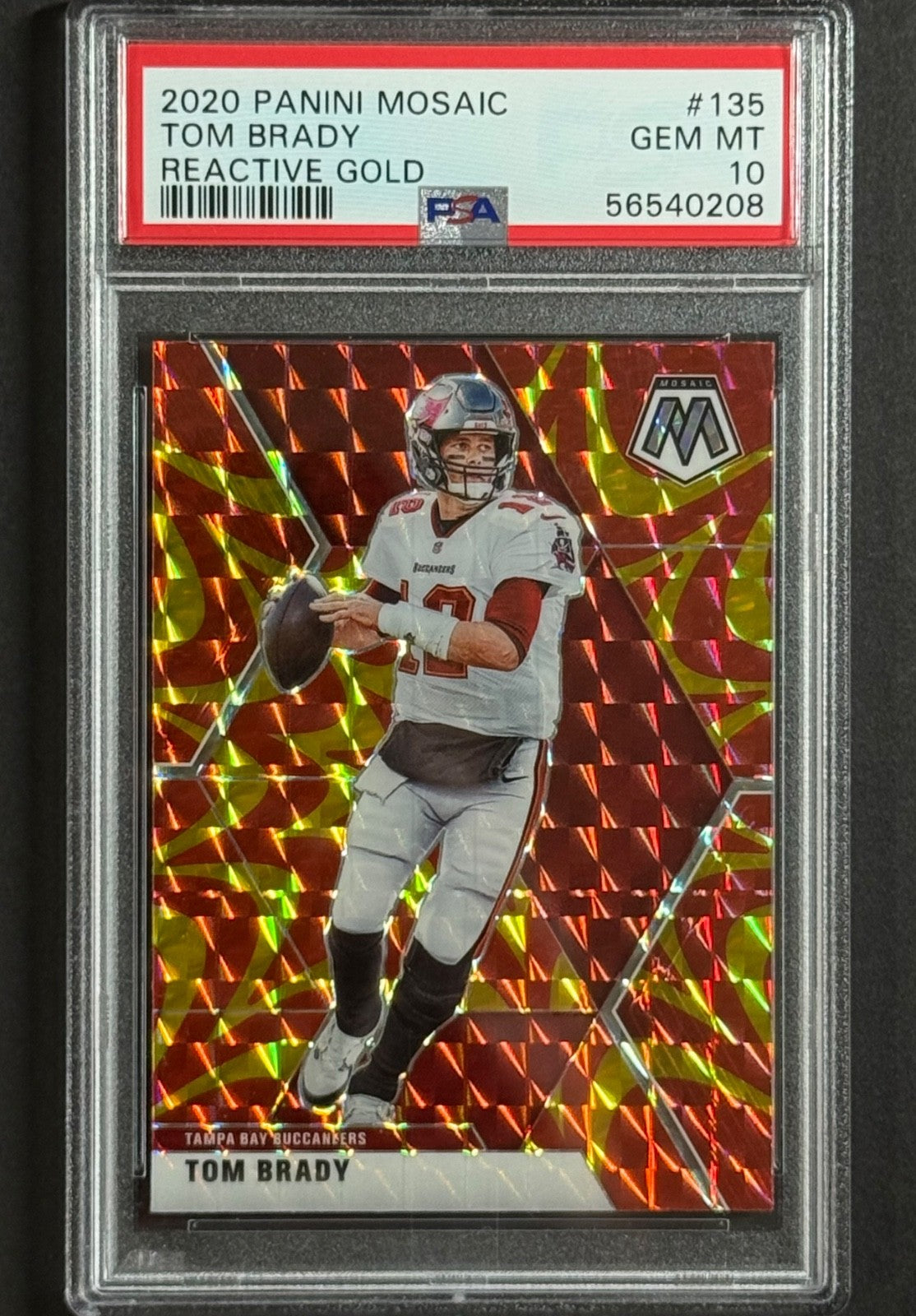 2020 Tom Brady — Mosaic [Reactive Gold] — PSA 10 — front — Inventory P130-C