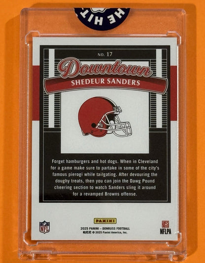 2025 Shedeur Sanders — Donruss Downtown — back — Inventory P146-A